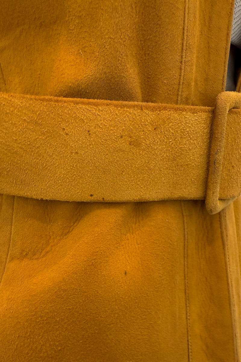 Late 1960s Christian Dior by Marc Bohan Chic Mustard Coloured Short Sleeved Soft Suede Jacket & Belt