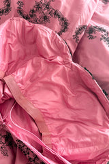 Exceptional Spring 2004 Oscar de la Renta Runway Look 39 Strapless Pink Silk w Black Embroidery & Beads
