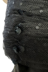 Extraordinary Winter 1954 Cristobal Balenciaga Haute Couture Strapless Black Silk Dress w Lace Bodice