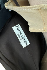 Minimalist c.1978 Pierre Cardin Haute Couture Black Silk Chiffon Dress w Huge Balloon Sleeves