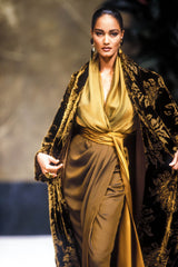 Phenomenal Fall 1991 Jean Louis Scherrer Haute Couture Runway Silk Velvet Cut Devore Cocoon Coat