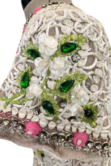 Exquisite 1960s Mr Blackwell One Off Highly Detailed & Embellished Ivory Sheath Dress