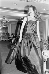 Exquisite Fall 1978 Stavropoulos Bias Cut Black Silk Dress w Red Striped Pattern & Red Underskirt