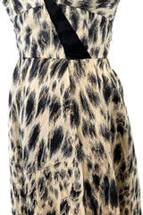 Incredible 1953 Jacques Fath Haute Couture Leopard Printed Silk Strapless Dress w Full Skirt