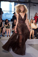 Pretty Spring 2012 Oscar de la Renta Runway Look 46 Brown Silk Chiffon Dress