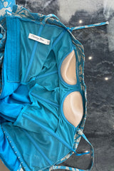 Incredible Resort 2008 Christian Dior by John Galliano Blue & Silver Brocade Dress w Beaded Bodice