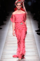 Fall 2010 Valentino Maria Grazia Chiuri & Pierpaolo Piccioli Runway Look 37 Off Shoulder Ruffle Dress
