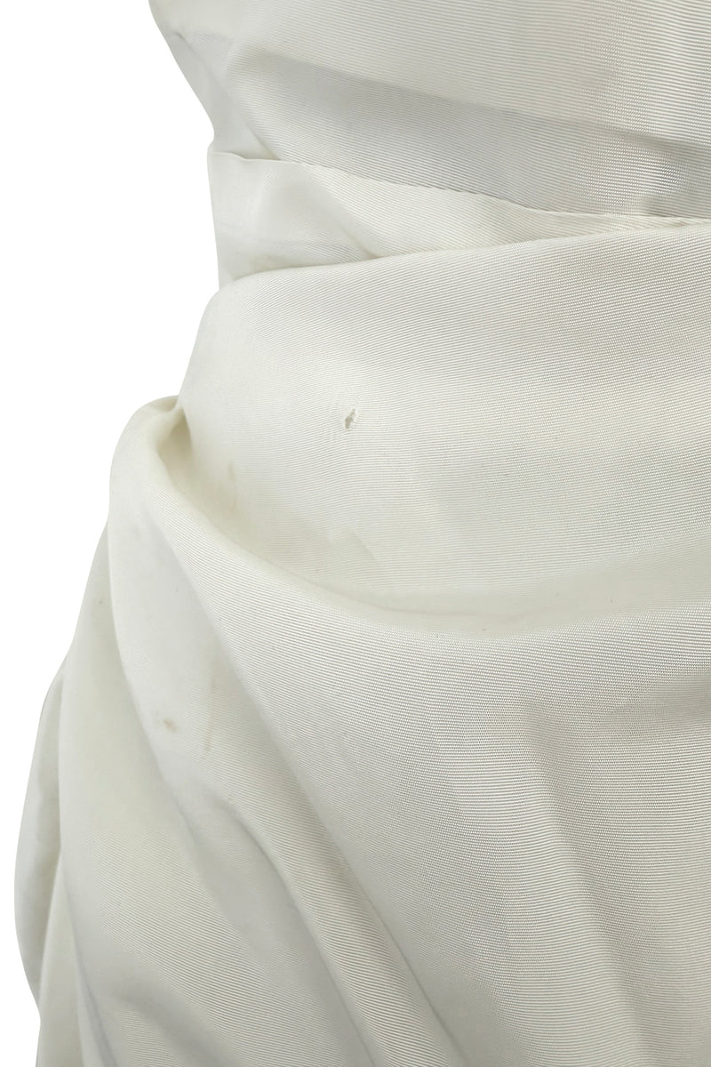 Prettiest 1950s Fred Perlberg Strapless Ivory Dress w Gathered Back Skirting & Net Cotton Muslin Underskirts