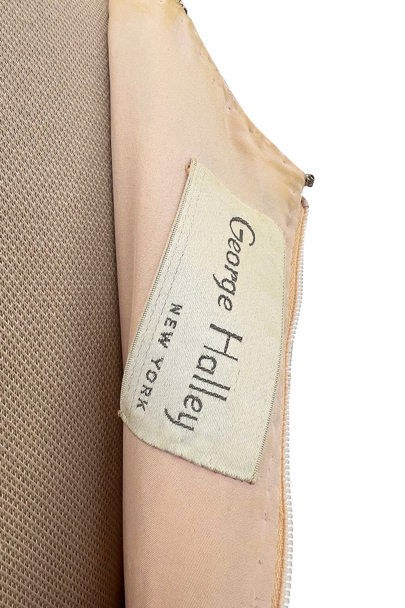 Outstanding 1967 George Halley Couture Heavily Embroidered, Rhinestone & Applique Soft Pink Dress