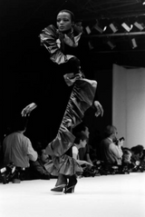 Amazing Fall 1984 Yves Saint Laurent Runway Black Velvet Wrap Dress w Olive Silk Taffeta Ruffles