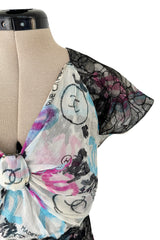 Spectacular Cruise 2007 Chanel by Karl Lagerfeld Chanel Print Silk Chiffon Dress