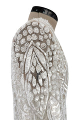 Beautiful Spring 2022 Naeem Khan Bridal Collection 'Salinas' Ivory Net Dress w Sequin Pattern & Trained Skirt