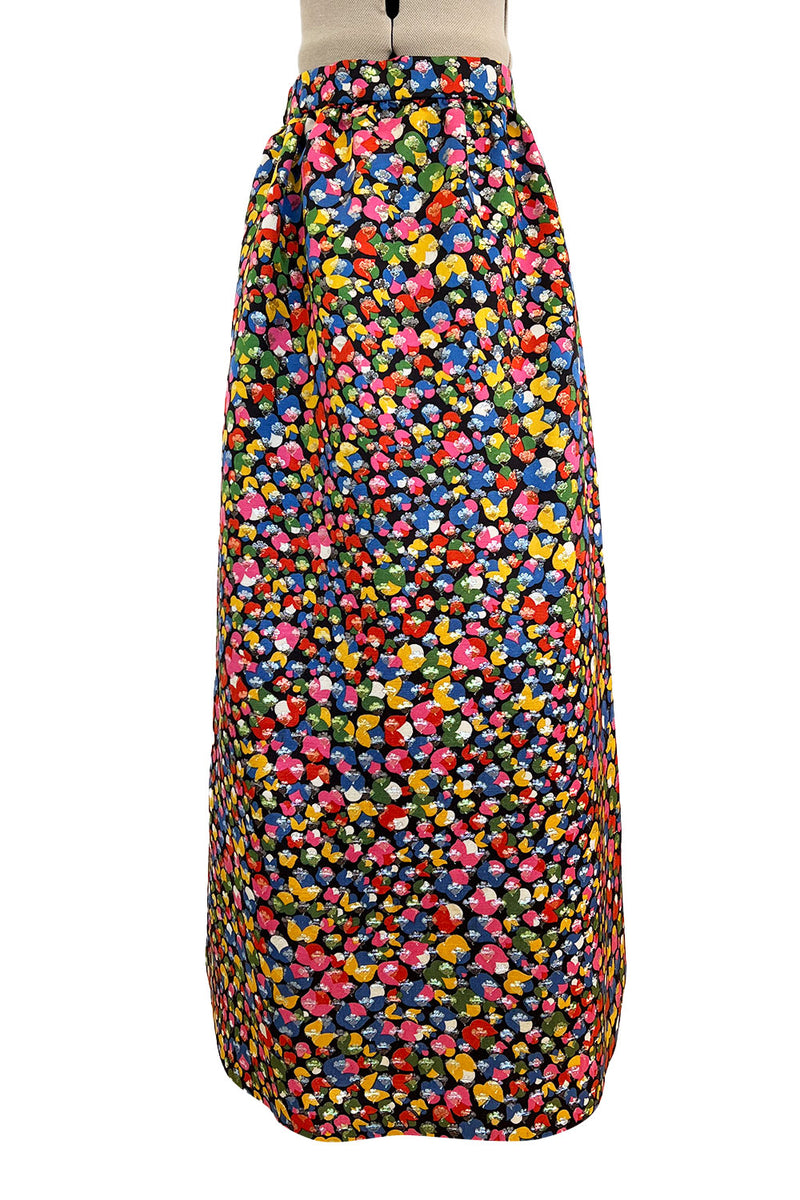 Numbered 1970s Christian Dior by Marc Bohan Demi-Couture Metallic Multi Color Silk Set