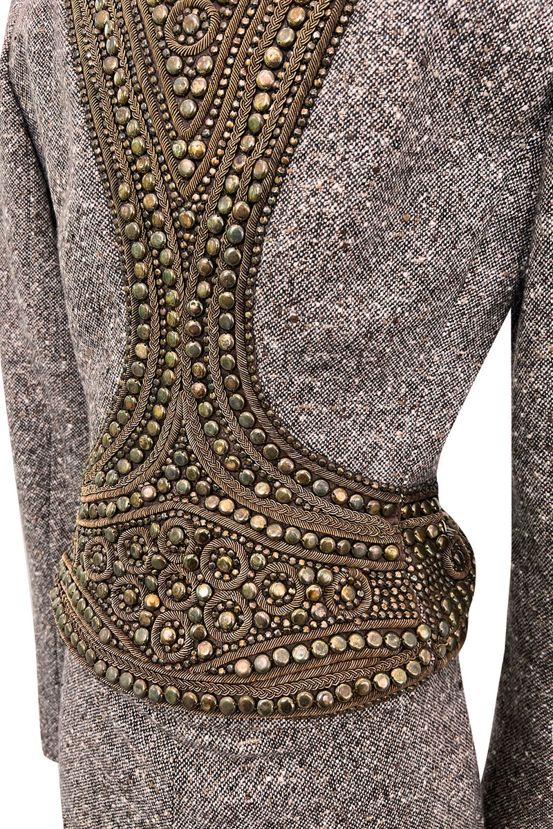 Documented & Rare Fall 2004 Alexander McQueen Tweed Pant Suit w Elaborately Embellished Jacket