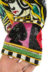 Incredible 1980s Bob Mackie Main Label Fully Sequin & Beaded Oversized Casino Themed Jacket