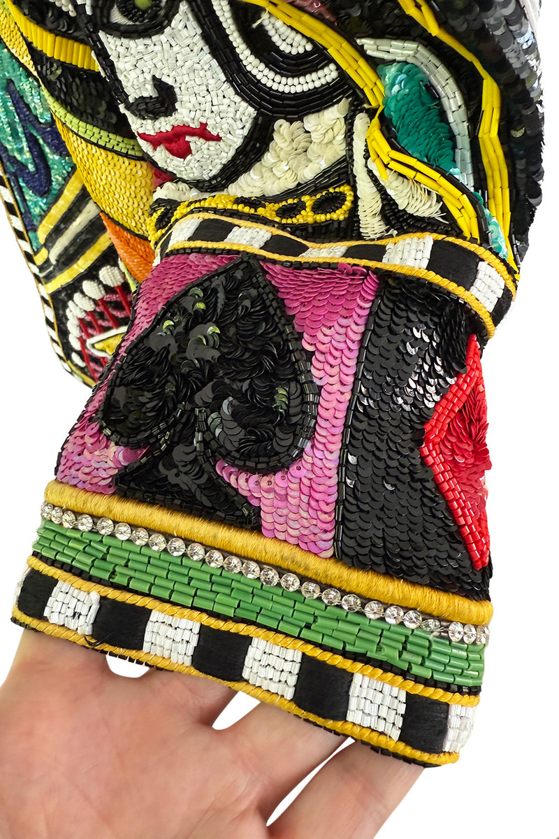 Incredible 1980s Bob Mackie Main Label Fully Sequin & Beaded Oversized Casino Themed Jacket