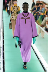 Spring 2020 Gucci by Alessandro Michele Runway Look 64 Purple Cut Out Tunic Dress w Patent Trim
