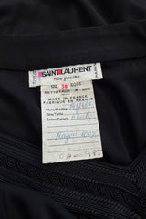 Fall 1974 Yves Saint Laurent Runway & Ad Campaign Black Silk Jersey Dress w Cord Detailing