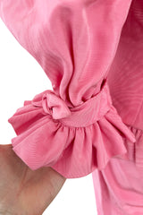 Phenomenal Spring 1988 Jean Louis Scherrer Haute Couture Pink Ruffle Suit w Balloon Sleeves