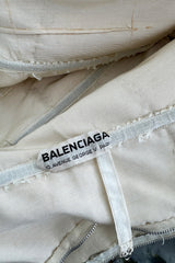 Exceptional 1959 Balenciaga Haute Couture Strapless Ivory Silk Chiffon w Metallic Embroidery