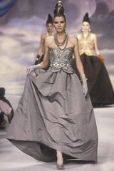 Incredible Fall 1996 Nina Ricci by Gerard Pipart Haute Couture Runway Strapless Silver & Gold Dress