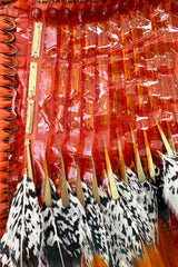 Iconic Spring 2011 Gucci by Frida Giannini Runway Look 41 Burnt Orange Silk Cord, Brass & Feather Dress