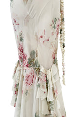 Outstanding Fall 2001 John Galliano Runway Look 41 Bias Cut Silk Chiffon Dress w Romantic Floral Print
