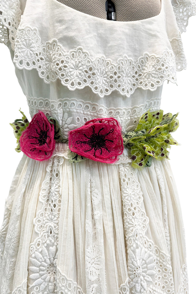 Romantic Resort 2015 Valentino by Pierpaolo & Piccioli & Maria Grazia Chiuri Cotton Embroidered Dress w  Flower Belt