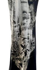 Iconic 2007 Alexander McQueen Fairy / Skeleton Castle Print Silk Bias Cut