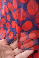 Gorgeous 1970s Givenchy Blue & Red Dot Tiered Silk Organza Ruffle Dress