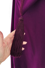 Iconic Fall 1976 Yves Saint Laurent Deep Purple Hooded Cape w Braided Edges & Tassel Details