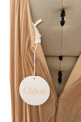 Chic Spring 2019 Chloe by Natacha Ramsay-Levi Pleated Chiffon Dress w Attached Caped Back