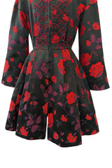 2000s Christian Lacroix Red Floral Brocade Dress or Jacket w Cording Detail
