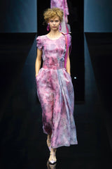 Prettiest Spring 2019 Giorgio Armani Runway Look 38 Dusty Pink Silk Organza Printed Floral Dress