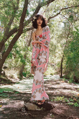 Prettiest Spring 2021 Rodarte Runway Look 20 Bias Cut Silk Pink Print Flower & Hearts Dress w Removable Flower