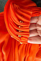 Resort 2016 Stella McCartney Runway Finale Look 34 Silk Dress w Gold Metal Collar & Ruffled Hem
