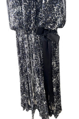 Gorgeous Spring 2012 Chanel by Karl Lagerfeld Hand Crochet Knit & Silk Chiffon Blue Dress w Scarf