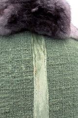 Fall 2005 Roberto Cavalli Green Boucle Jacket w Chinchilla Collar, Rhinestone, SIlk & Velvet Detailing