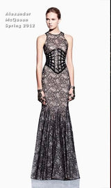 Spring 2012 Alexander McQueen by Sarah Burton Black Lace Dress w Fabulously Full Lower Skirting