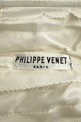 Incredible 1960s Philippe Venet Hand Made Haute Couture Ivory Silk Wrape Over Inner Structural Dress