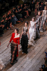 Exquisite Spring 2016 Alexander McQueen by Sarah Burton Runway Look 34 Black & White Lace Cut Out Dress