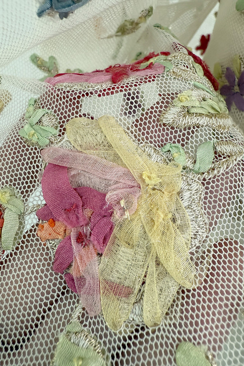 Prettiest Spring 2000 Original Valentino Runway Look 84 Embroidered Camisole, Jacket & Silk Skirt Set