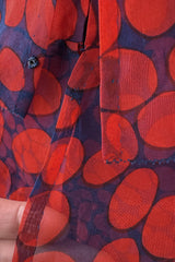 Gorgeous 1970s Givenchy Blue & Red Dot Tiered Silk Organza Ruffle Dress