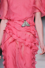 Fall 2010 Valentino Maria Grazia Chiuri & Pierpaolo Piccioli Runway Look 37 Off Shoulder Ruffle Dress