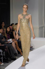 Spring 2008 Oscar de la Renta Red Version of Runway Look 64 Silk Dress w Embelished Collar
