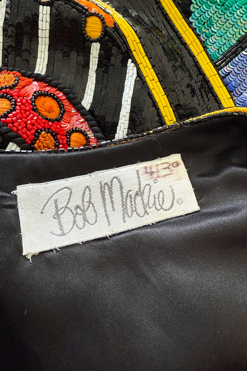 Incredible 1980s Bob Mackie Main Label Fully Sequin & Beaded Oversized Casino Themed Jacket