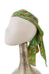 Chic Spring 1974 Valentino by the Original Mr. Valentinop Green Silk Shell Print Top & Head Scarf