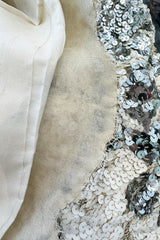 Exceptional 1960s Nina Ricci by Gérard Pipart Haute Couture Silver & White Densely Sequin Dress