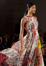 Prettiest Spring 2019 Carolina Herrera by Wes Gorden Runway Look 25 Silk Chiffon Floral Print Dress