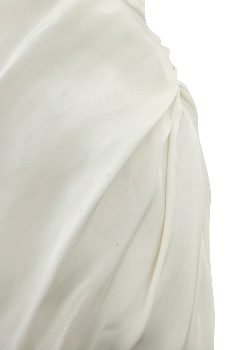 Prettiest 1950s Fred Perlberg Strapless Ivory Dress w Gathered Back Skirting & Net Cotton Muslin Underskirts